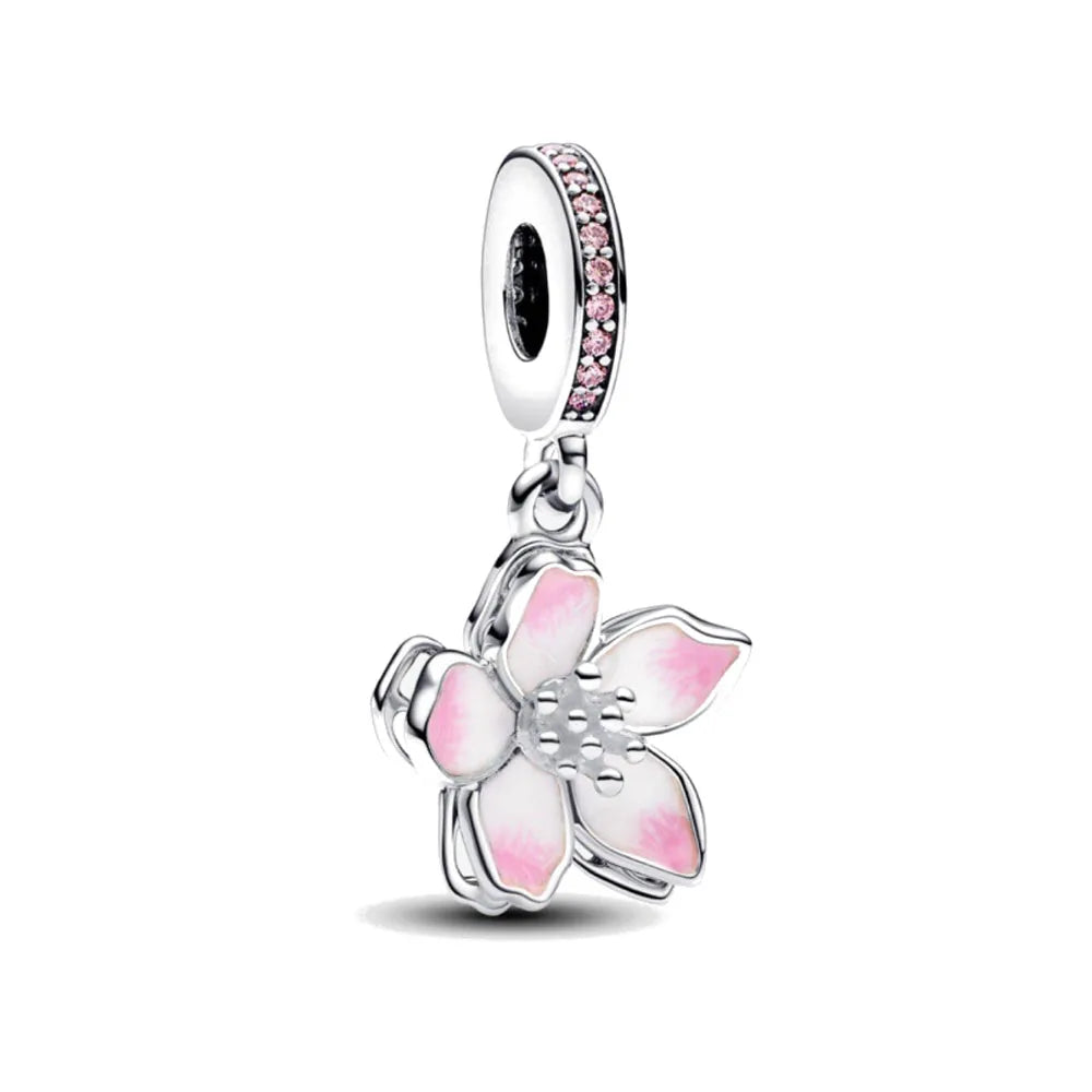 2026 Spring Pink Series Ballon Butterfly Flower Pendant Fit S925 European 925 Sterling Silver Bracelet Bangles Necklace