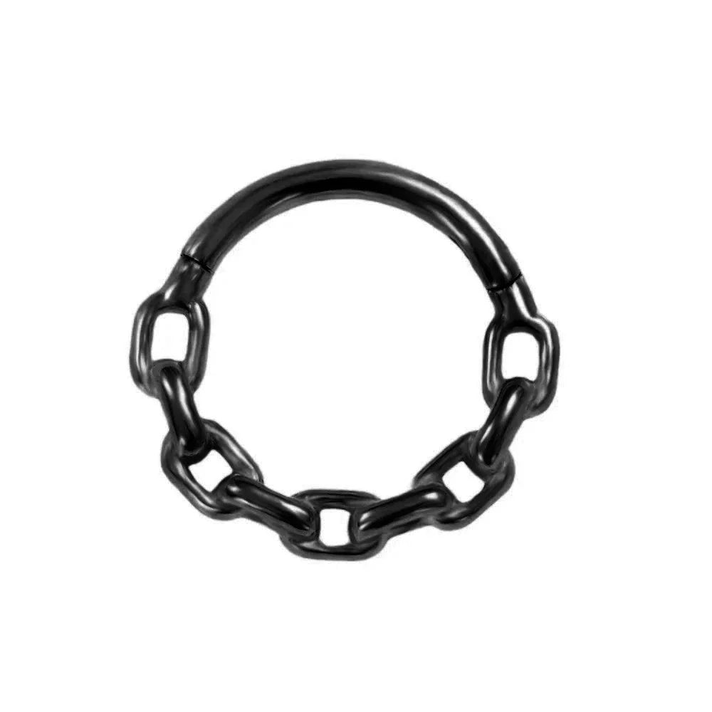 16G Vine Septum Nose Ring Piercing Hinged Clicker 316L Stainless Steel Daith Clicker Helix Cartilage Earring Chain BodyJewelry