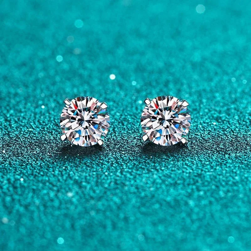 NeeTim Real 2 Carat D Color Moissanite Stud Earrings For Women 100% 925 Sterling Silver Sparkling Diamond Wedding Jewelry Gift