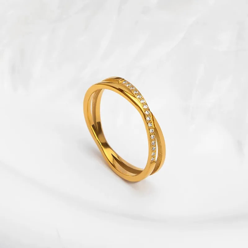 Stainless Steel Pave CZ Cross Ring Wedding Band for Women Girl Size 5-10