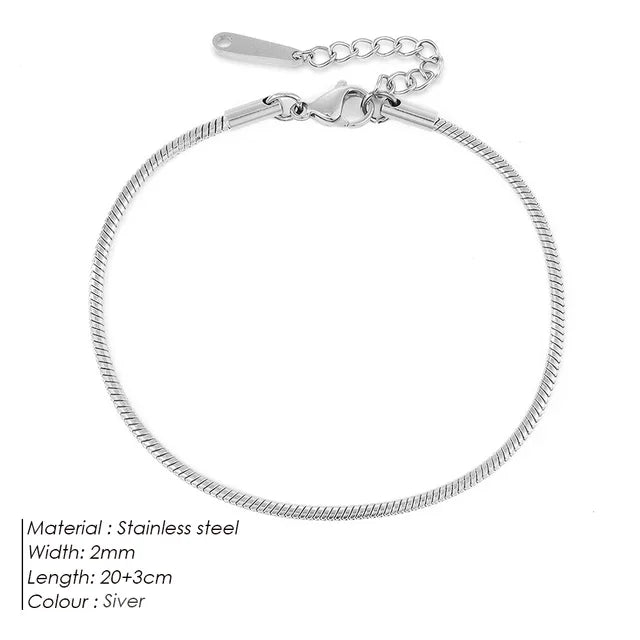 SUNIBI Stainless Steel Snake Chain Anklet for Women Not Allergic Adjustable Sexy Leg Foot Bracelet Gifts Accessorie Dropshipping