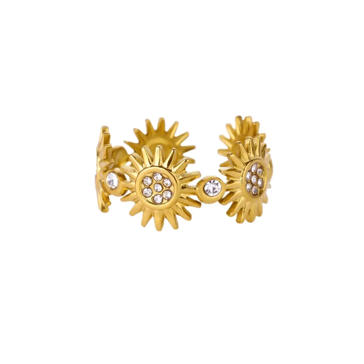 Gold Color Anillos Stacked Multiple Flowers Rings Elegant Women Stainless Steel Shell New Ring Jewelry Wedding Birthday Dainty
