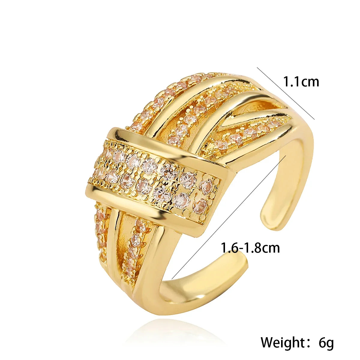 NEWBUY Trendy Gold Color Copper Geometric Jewelry Luxury AAA Cubic Zirconia Wedding Ring For Elegant Women Engagement Gift