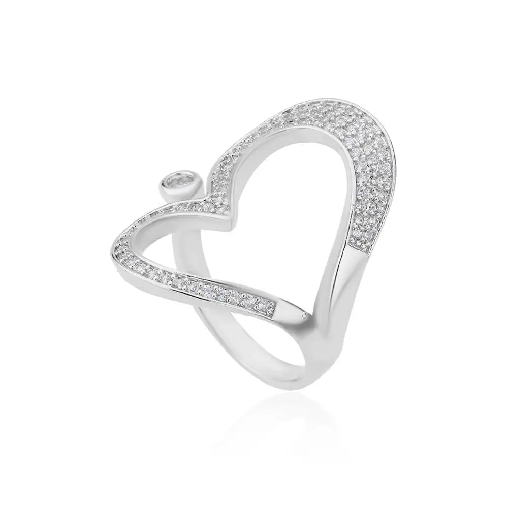 Stainless Steel Heart Rings For Women Gold Color CZ Crystal Zircon Open Finger Ring Wedding Aesthetic Jewerly Gift anillos