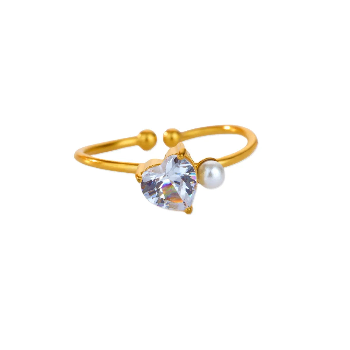 Stainless Steel Four Leaf Clover Rings For Women Gold Color Zircon Opening Couple Ring Aesthetic Wedding Bohemian Jewelry Gift