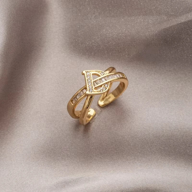Korean Punk Cubic Zirconia adjustable ring for Women Office Party Friends Gifts Jewelry Accessories