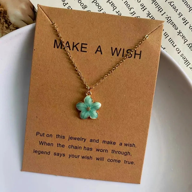 Korean Fashion Choker Necklace for Women Girl Colorful Flower Design Pendant Necklace Cute Romantic Neck Jewelry Wholesale