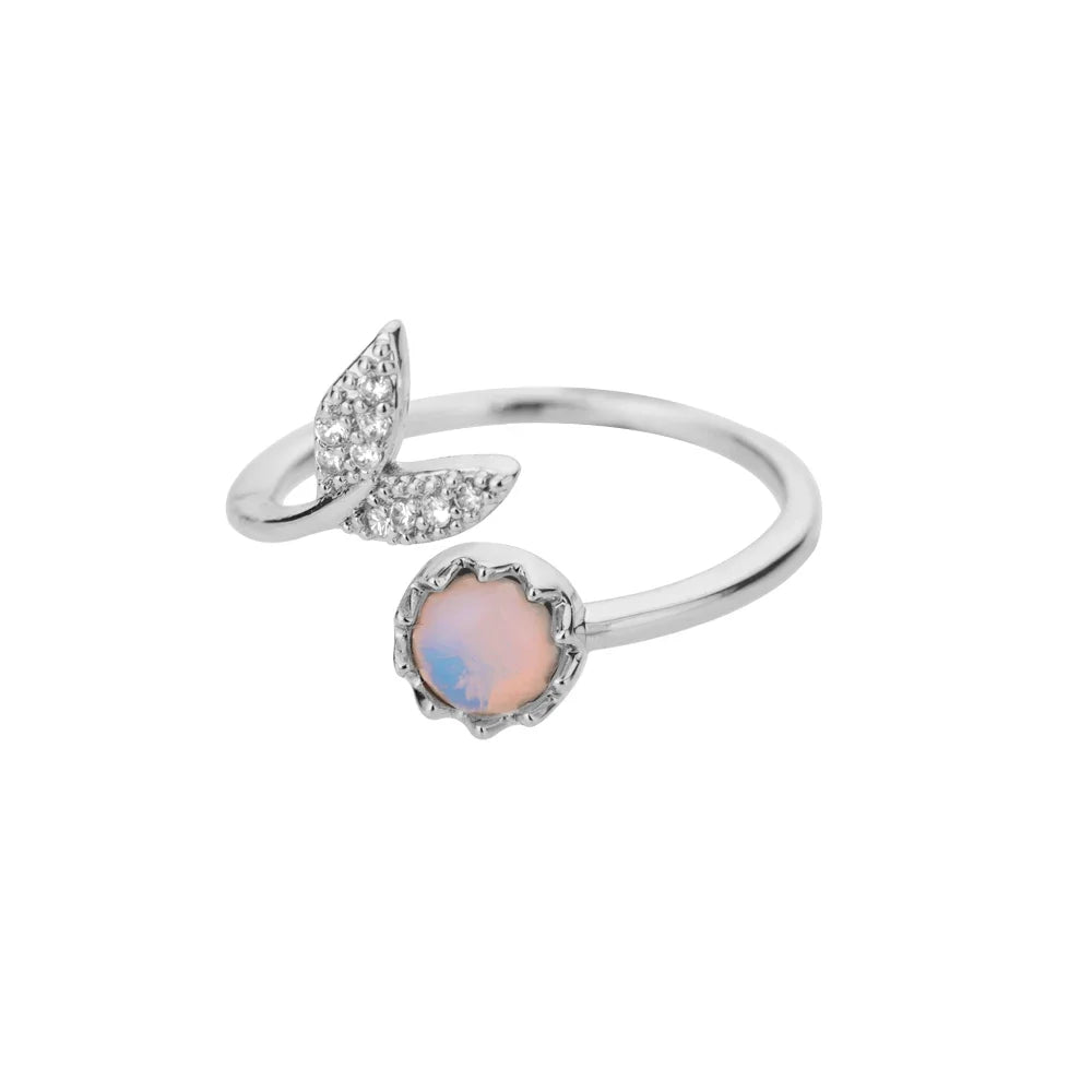 Luxury Opal Zircon Sun Rings For Women Girls Stainless Steel Gold Color Open Ring 2025 New Fashion Wedding Couple Jewelry Gift