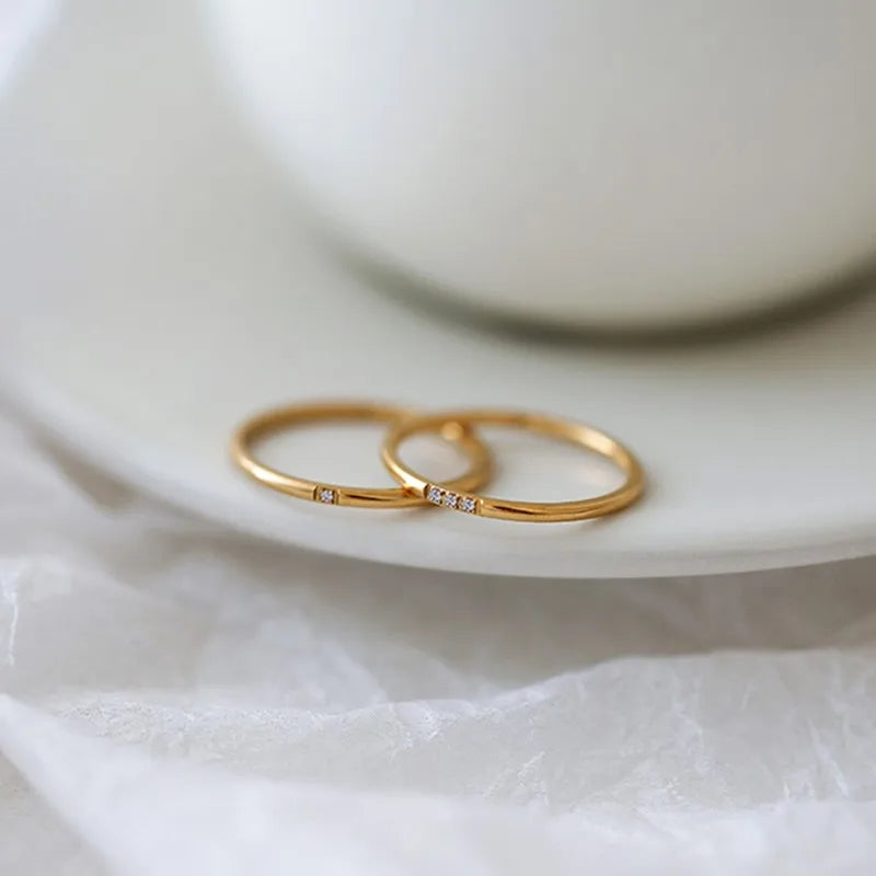 1mm Thin Stainless Steel CZ Inlay Stackable Ring Wedding Band for Women Girl Size 3-10