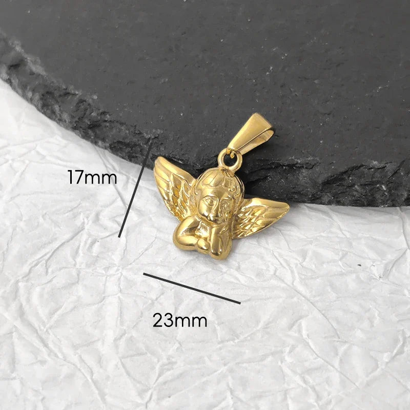 Tarnish Free Pendant Angel Cross Heart Diy Stainless Steel Gold Plated Vintage Charm for Women Necklace Jewelry Making