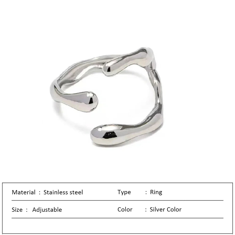 Simple Stainless Steel Adjustable Women's Ring Statement Jewelry for Women Designer Opening Finger Ring Wholesale Dropshipping