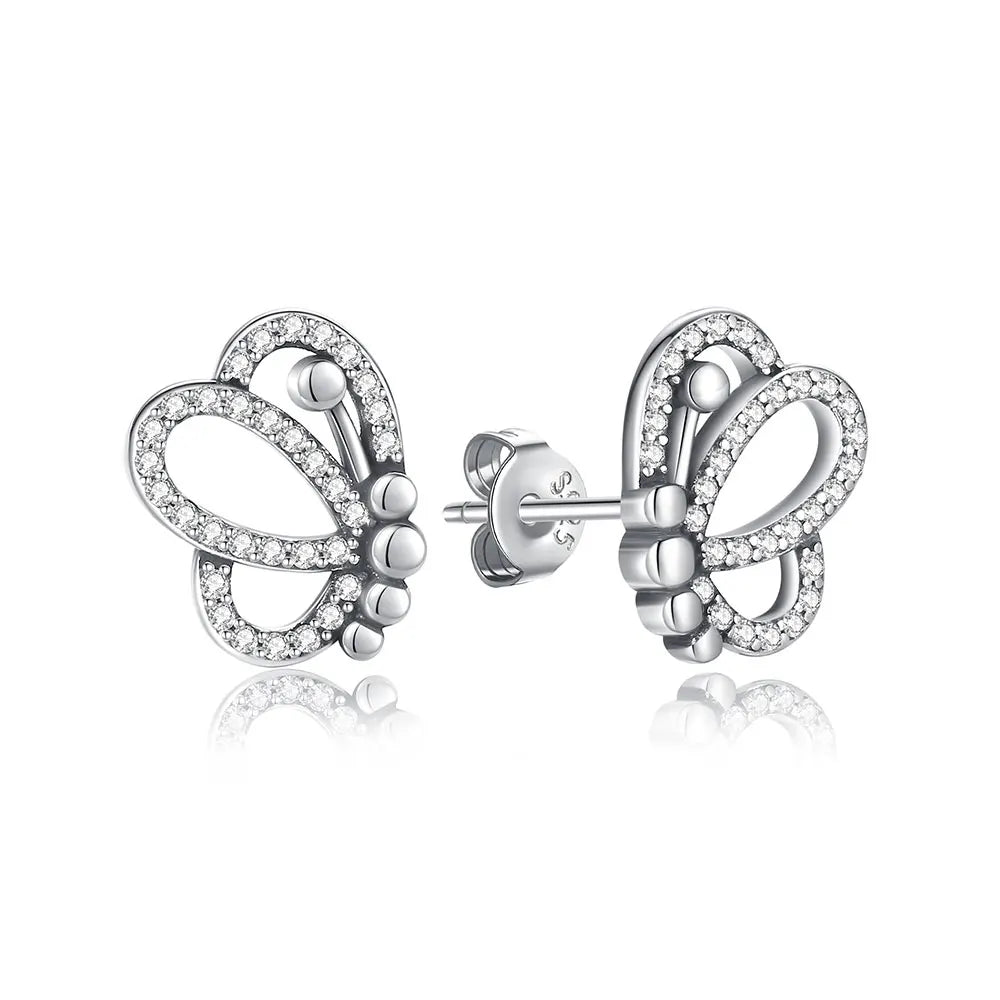 Original 925 Sterling Silver Earrings 2026 Stud Hoop Crystal Earings For Women Rose Gold Crown Heart Infinity Bee Earing Jewelry