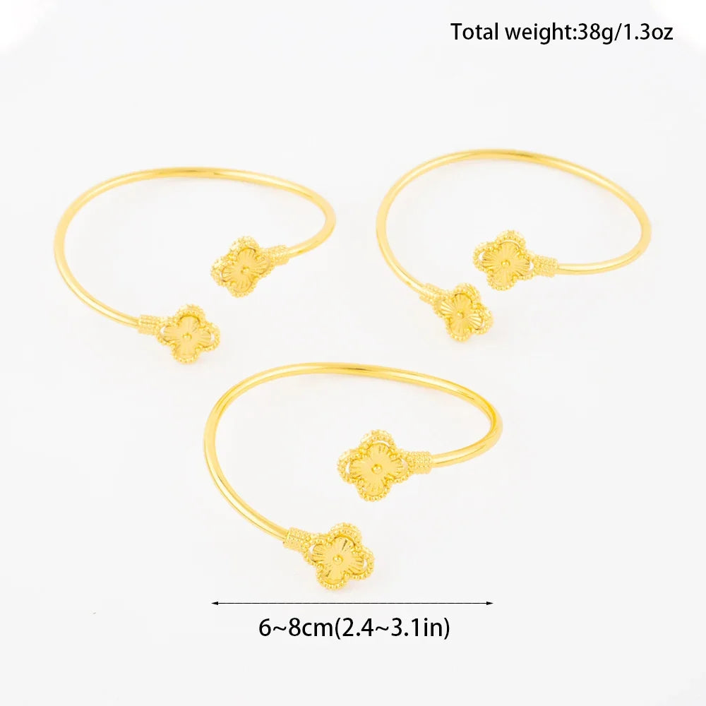 New Design Classic Luxury Stainless Steel Clover Bracelets Ring Elegant Temperament For Woman Jewelry Daily Wear Festival Gifts