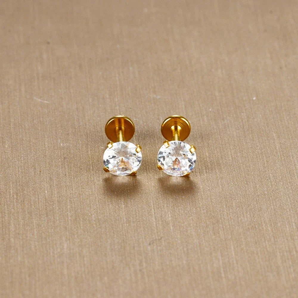 2PC Labret Tragus Stud Earrings 16G Surgical Stainless Steel CZ Crystal  Monroe Helix Cartialge Conch Medusa Lip Body Piercing
