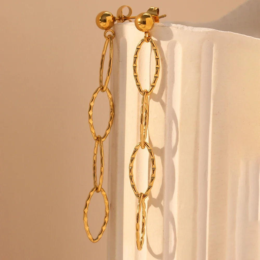 Stainless Steel Earrings Personality Irregular circle Long Fashion Simplicity High-end Sense Dangle Earrings For Women Jewelry