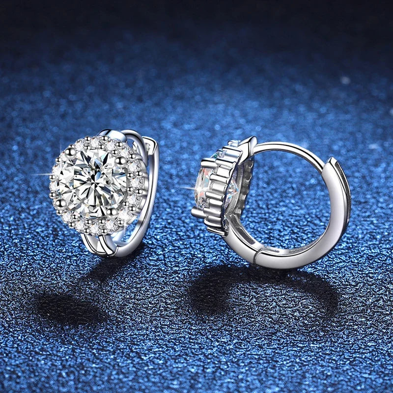 NeeTim 0.5ct 1ct Pink Moissanite Earrings Women S925 Silver Black Blue Green Grey Rainbow Lab Diamond Wedding Studs Earring
