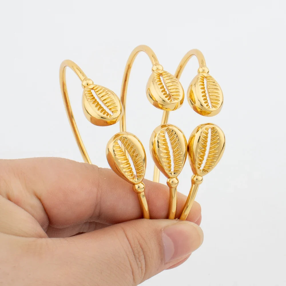 Gold Color Cuff Bangle Set for African Women Exquisite Charm Bangle New Design Hand Bracelet Jewelry Set Accessories wholesale