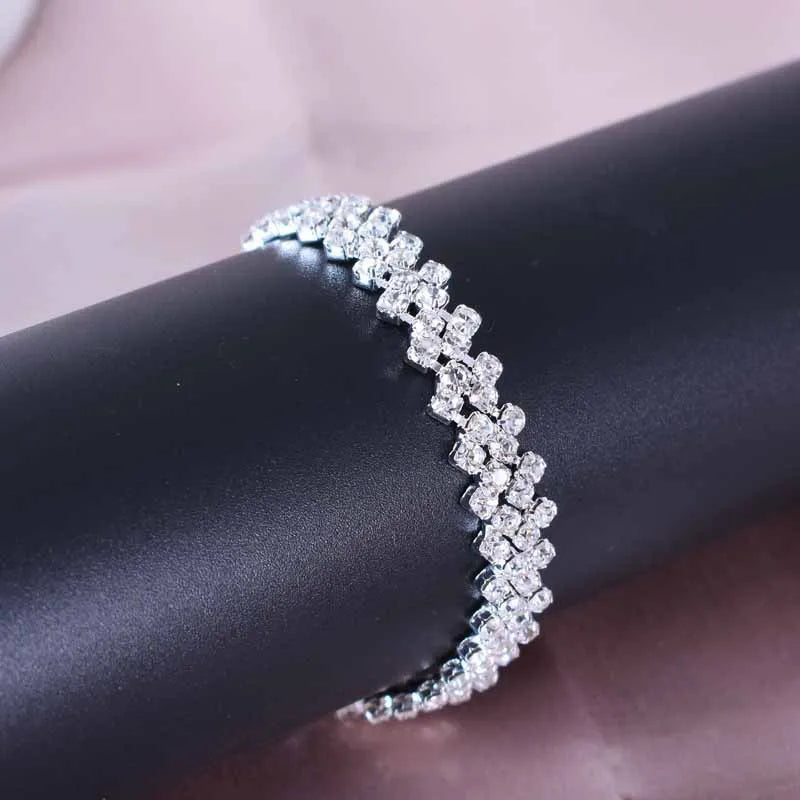Chic Fresh Diamond-shaped Rhinestone Anklet Simple Diamond Cross Foot Decoration European and American Fashion Jewelry