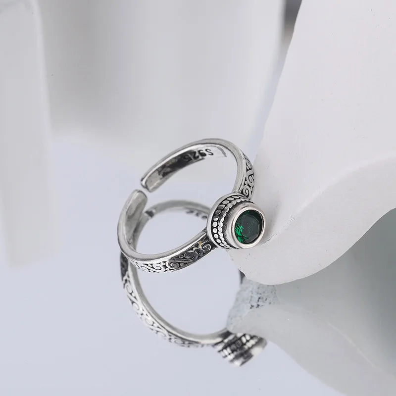 925 Sterling Silver Green Zircon Rings For Women Wedding Engagement Female Vintage Luxury Jewelry Accessories Jewellery