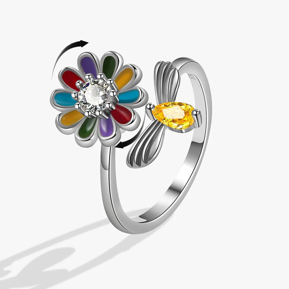 Rotating Anxiety Knuckle Ring For Women Spinner Fidgets Cute Animal Butterfly Flower Anti Stress Ring Party Jewelry Gifts Anillo