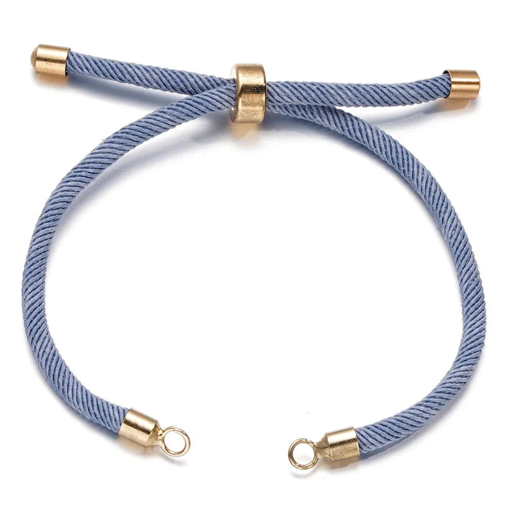 1pc Adjustable Nylon Braided Twisted Cords Slider Friendship Bracelets with Brass Cord End for Jewelry Making DIY Findings