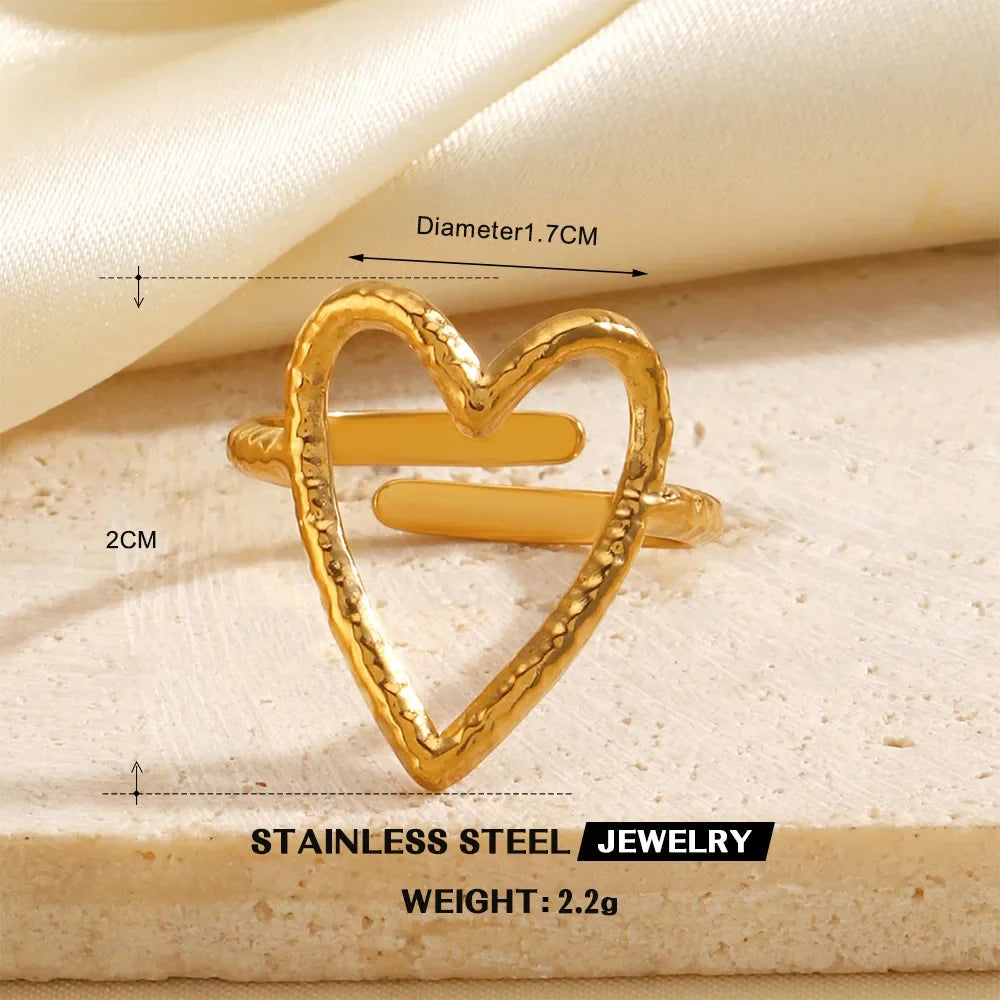 1Pc Stainless Steel Gold Color Rings For Women Waterproof Geometric Open Finger Ring Girls Fashion Daily Jewelry Accessories