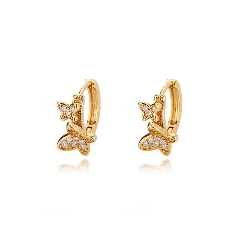 Zircon Butterfly Pendientes Earrings for Women Stainless Steel Gold Color Piercing Earring Girl y2k Jewelry aretes bijoux mujer