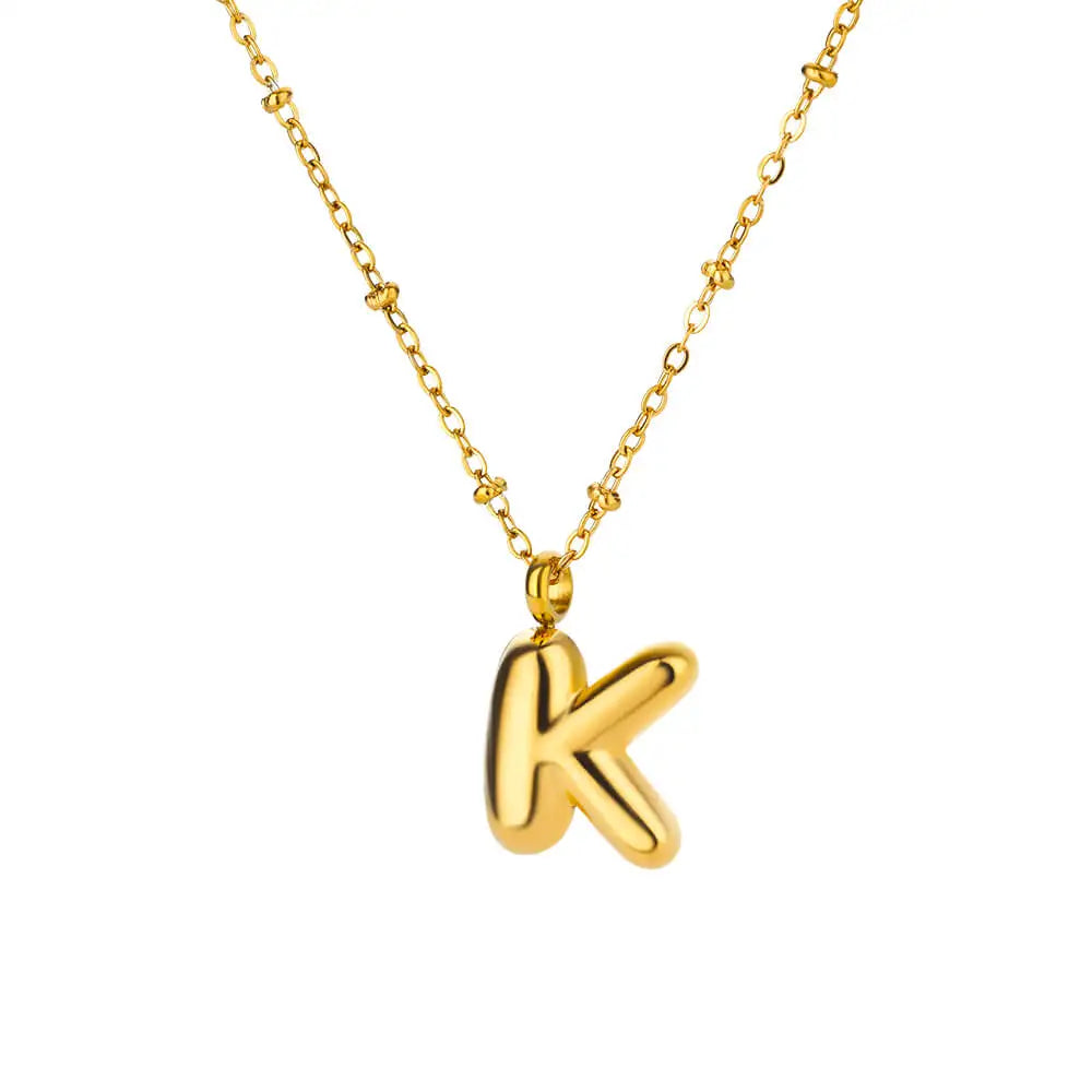 Vintage Initial Letter Necklaces For Women Stainless Steel Chain Collar Pendant Necklace 2024 New Wedding Couple Jewelry Gift