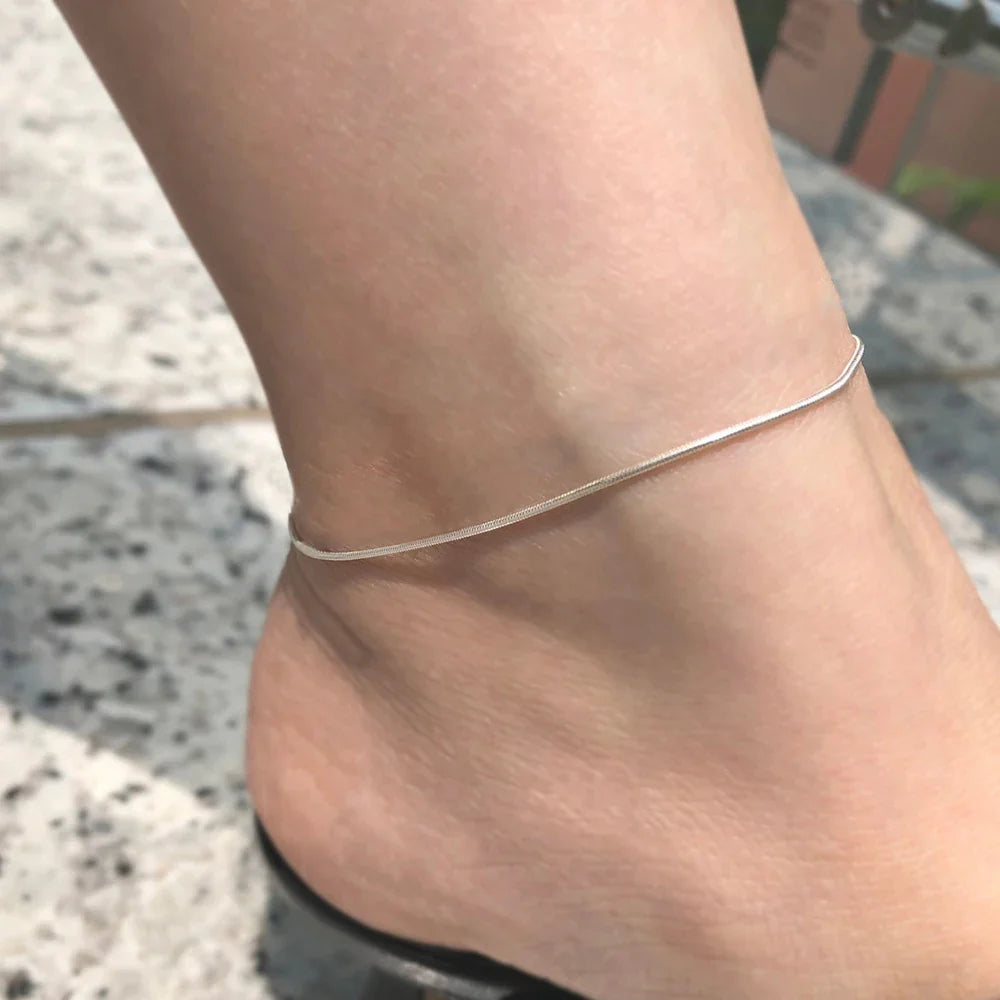 SUNIBI Stainless Steel Snake Chain Anklet for Women Not Allergic Adjustable Sexy Leg Foot Bracelet Gifts Accessorie Dropshipping