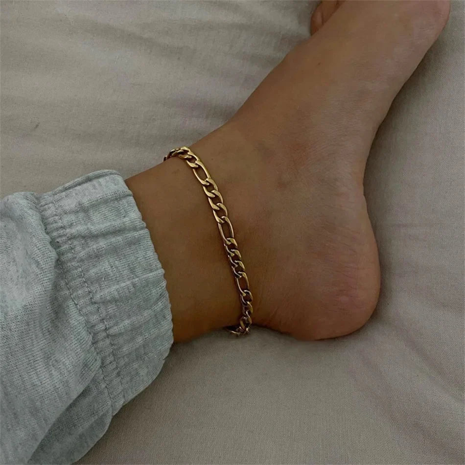 Franco Link Chain Anklets For Men Women Hip Hop Rapper Stainless Steel Foot Jewelry Leg Chain Ankle Cuban Chains
