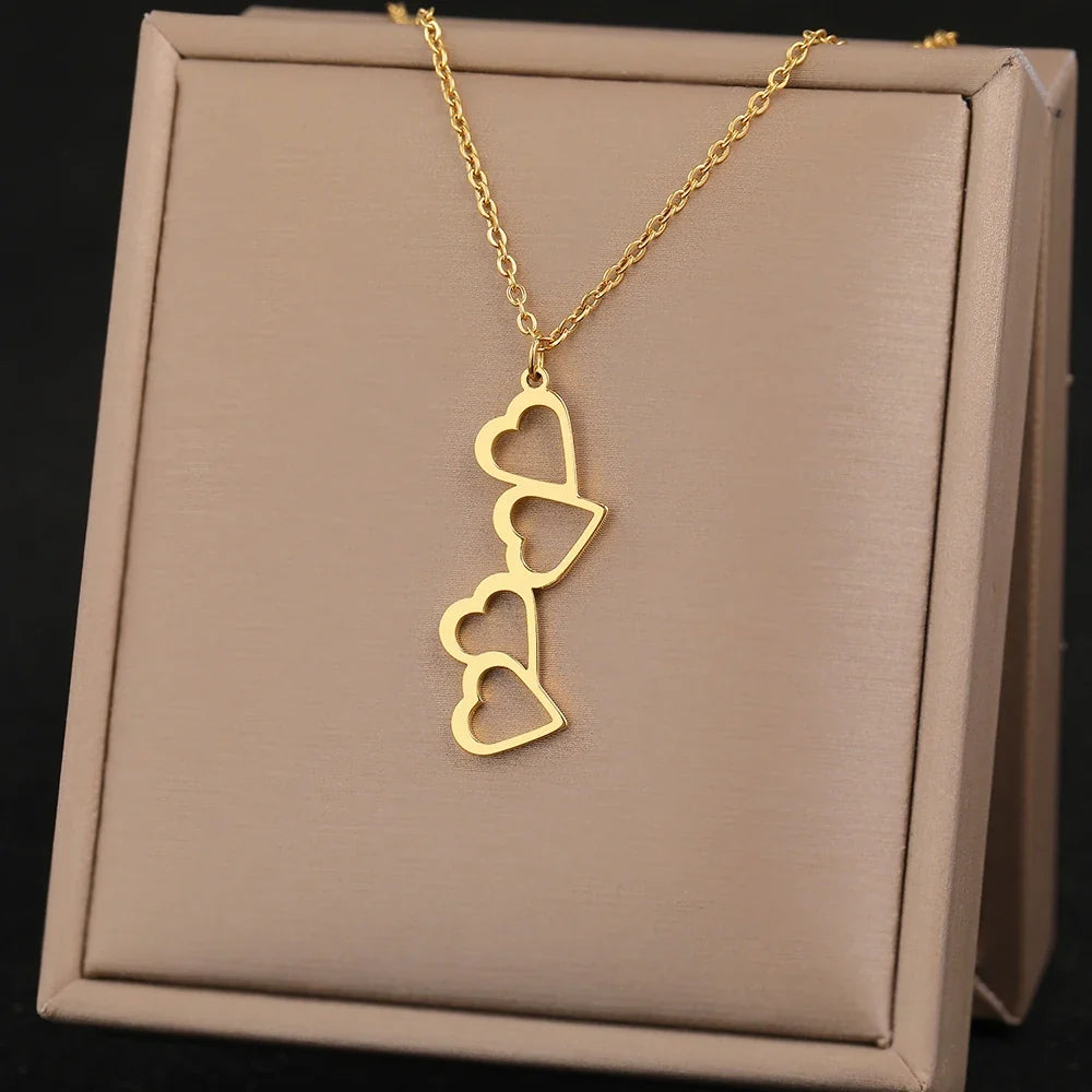Stainless Steel Necklaces Elegant Exquisite Heart Infinity Symbol Heartbeat Pendants Chain Trend Fine Necklace For Women Jewelry