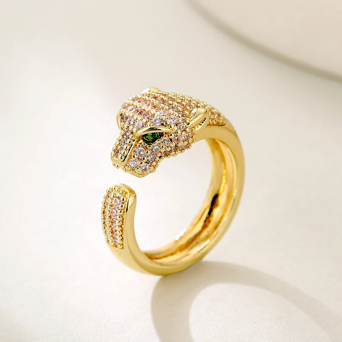 NEWBUY New High Quality Gold-Plated Zircon Hip-Hop Style Rings Fashion Delicate Leopard Ring Women's Party Jewelry Accessories