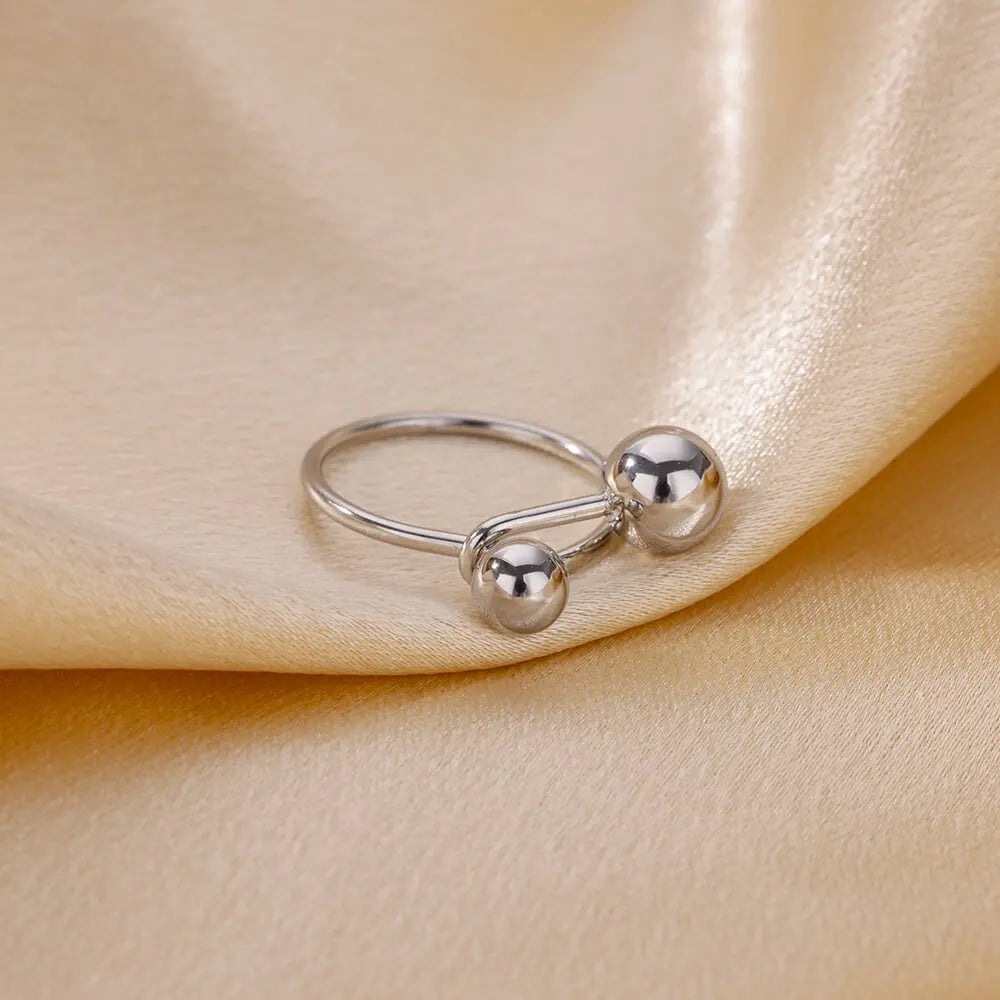 Punk Chunky Ball Rings For Women Men Gold Color Stainless Steel Anxiety Beads Ring Trendy Jewelry Finger Accessories Gift BFF