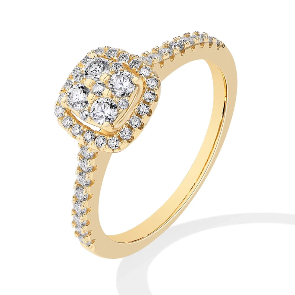 MINTYBOX S925 Sterling Silver Halo Moissanite Engagement Ring for Women Classic Lab Diamond Rings 18K Plated Wedding Fine Jewelr