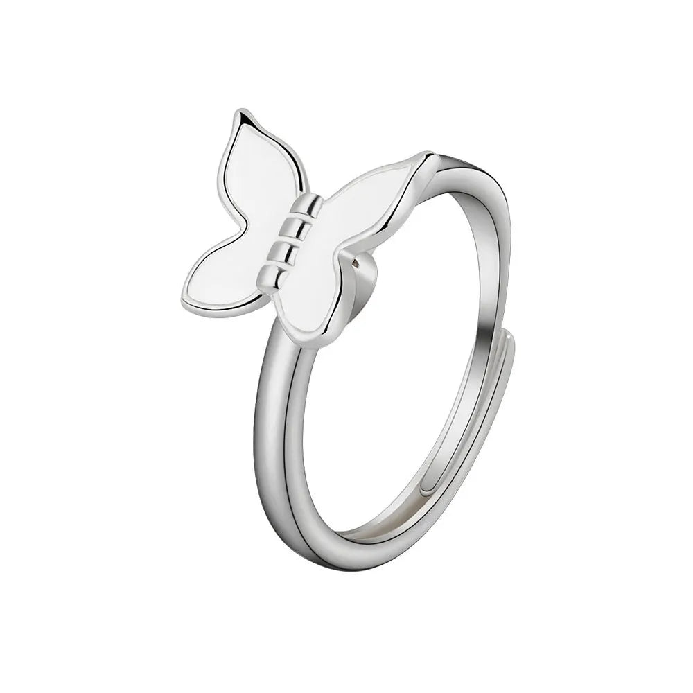 Rotating Anxiety Knuckle Ring For Women Spinner Fidgets Cute Animal Butterfly Flower Anti Stress Ring Party Jewelry Gifts Anillo