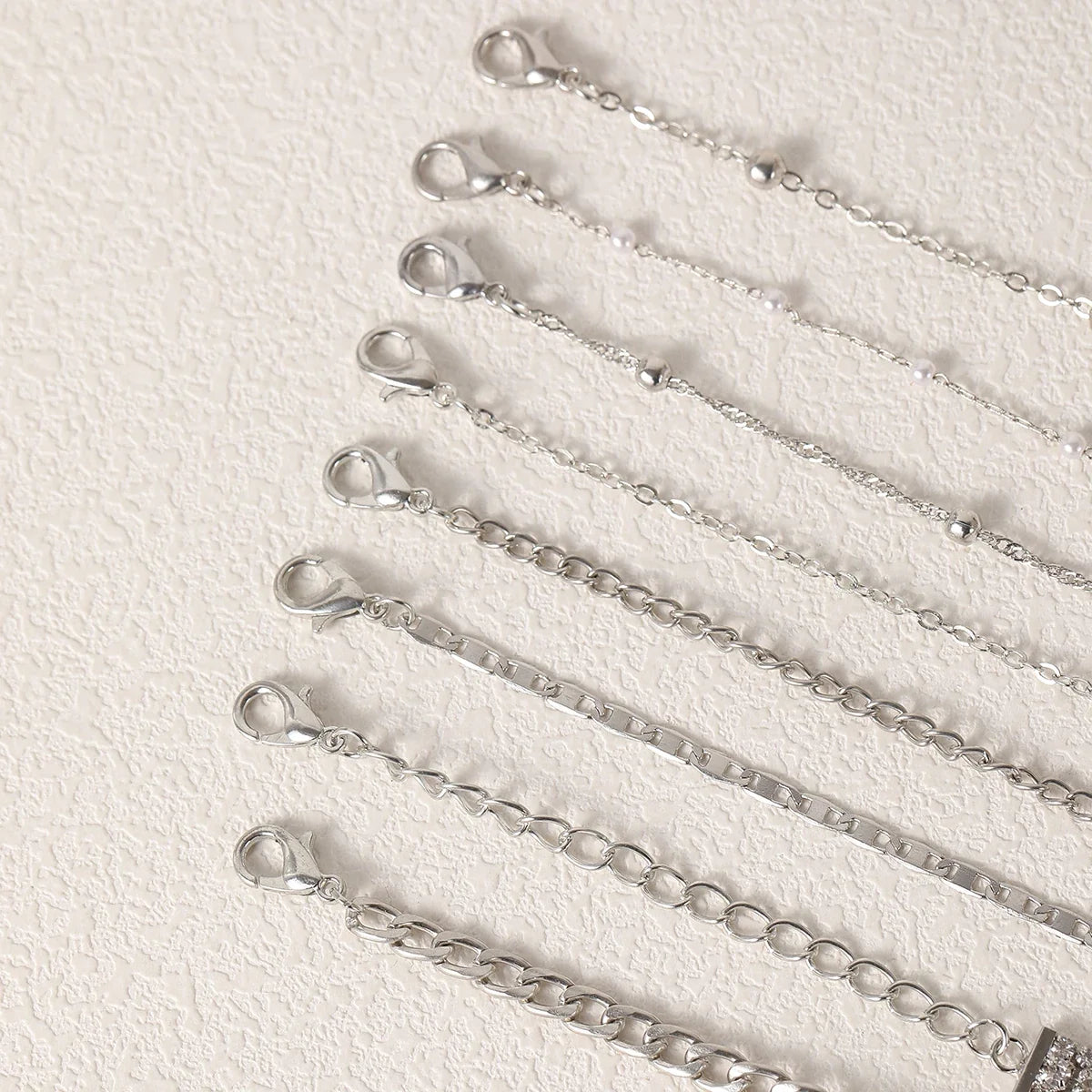 8pcs Fashion Women Stainless Steel Bracelet Stackable for Women, Thin Herribone Chain Bracelet Waterproof Gold Plated Jewelry