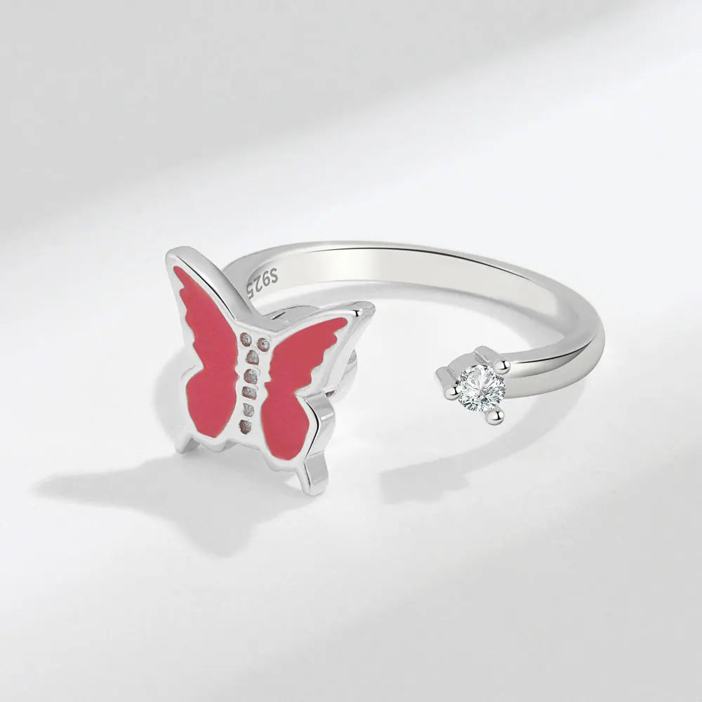 Rotating Anxiety Knuckle Ring For Women Spinner Fidgets Cute Animal Butterfly Flower Anti Stress Ring Party Jewelry Gifts Anillo