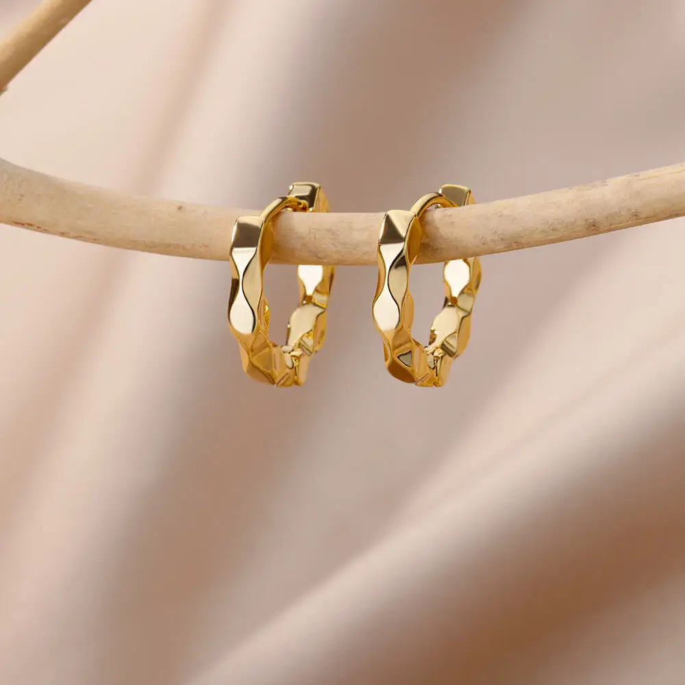Stainless Steel Hoop Earrings For Women Gold Color Geometric Square Zircon Earring Female Wedding Aesthetic Jewerly Gift mujer