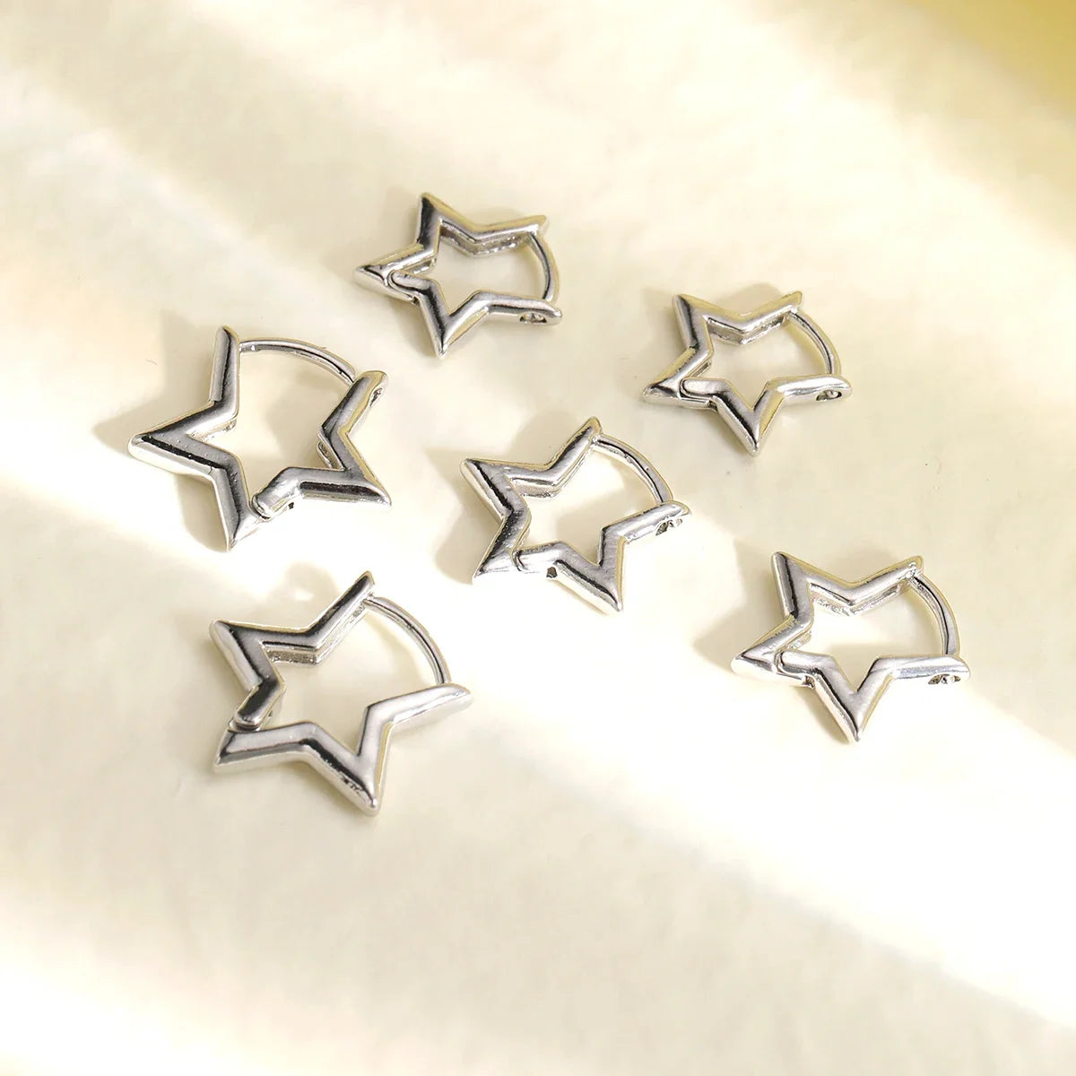 3 Pairs/set Punk Geometric Star Hoop Earrings for Women Simple Gold Color Copper Metal Circle Huggie Earrings New Unisex Jewelry