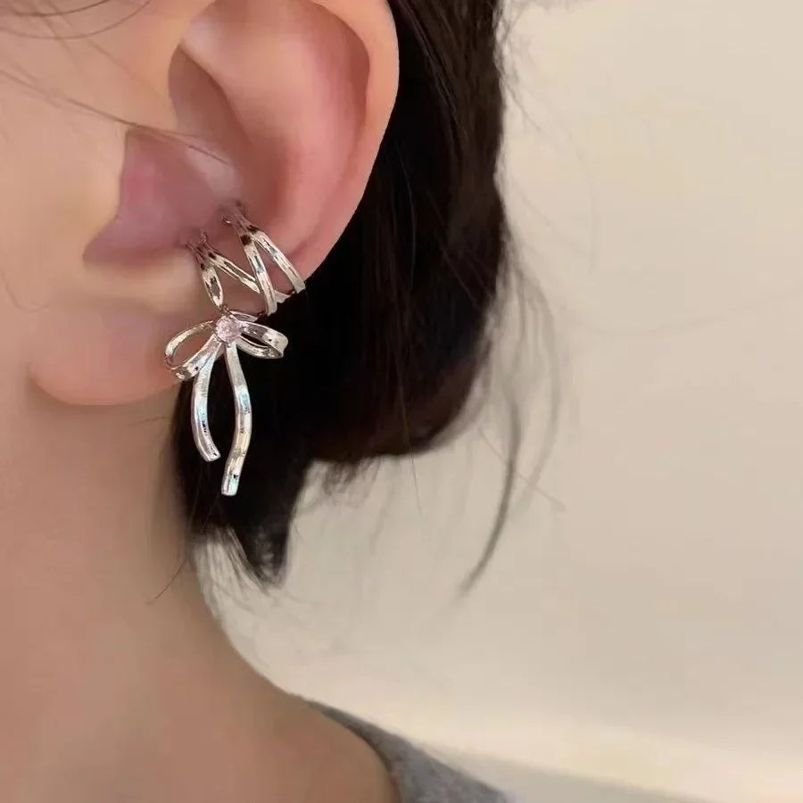 Fashion Punk Irregular Liquid Earrings Hip-Hop Personality Metal Hollow Earrings Clip Girls Party Jewelry Gifts Y2K Accessories