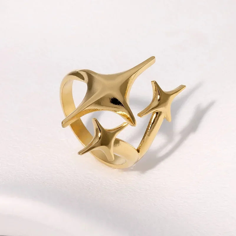 LATS Stainless Steel Gold Color Rings for Women Men 2024 Colorfast Popular Party Personalized Exaggerated Charms Jewelry Gifts