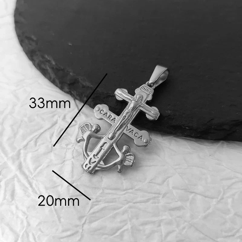 Virgin Mary Saint Michael Cross Prayer Pendant Necklace Gold Stainless Steel Religious Pendants Catholic Women/Men Jewelry