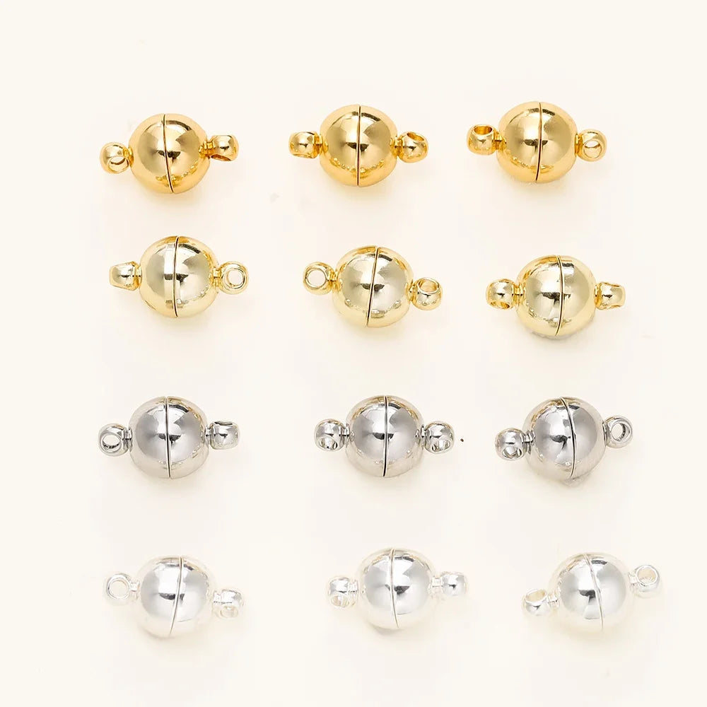 4/6pcs/pack 8*14MM 14K/18K Gold Plated Brass Magnetic Bracelet Clasp Beads for Handmade DIY Jewelry Making Accessories