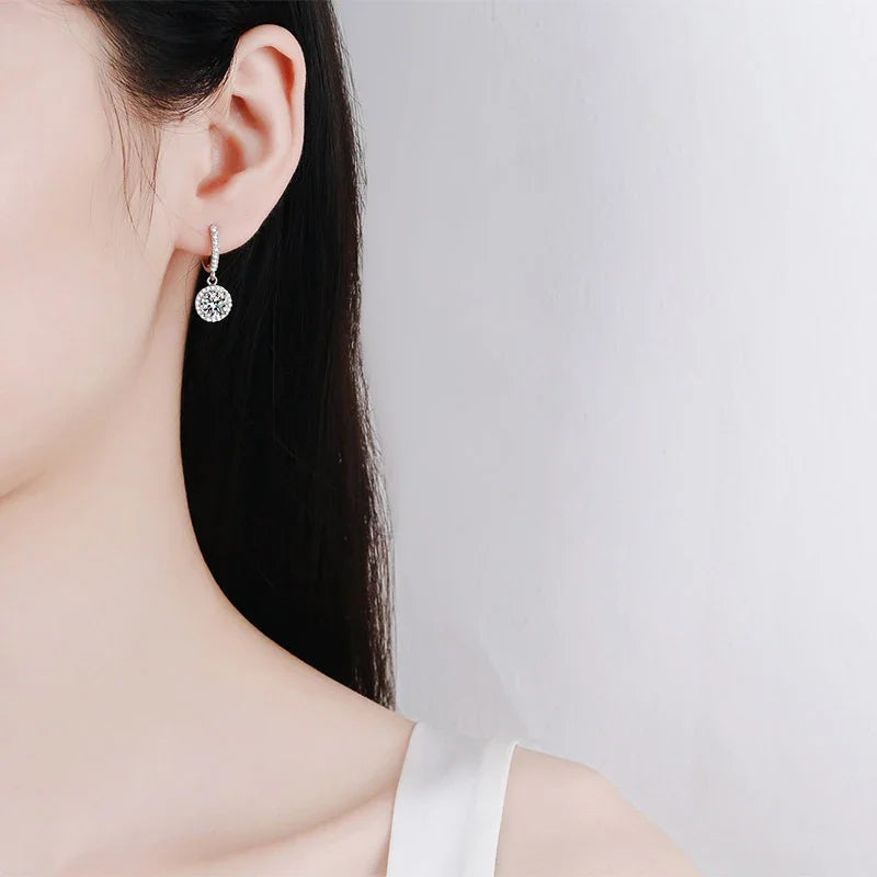 NeeTim 0.5ct 1ct D Color Moissanite Drop Earrings Orginal 925 Sterling Silver Earring for Women Sparkling Wedding Luxury Jewelry