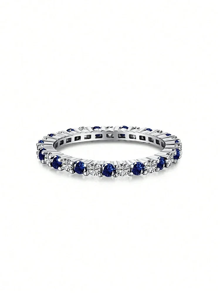 925 Sterling Silver Fashion Shiny 1.4mm Full Zircon Stackable Plain Ring For Women Daily Party Personalized Fine Jewelry