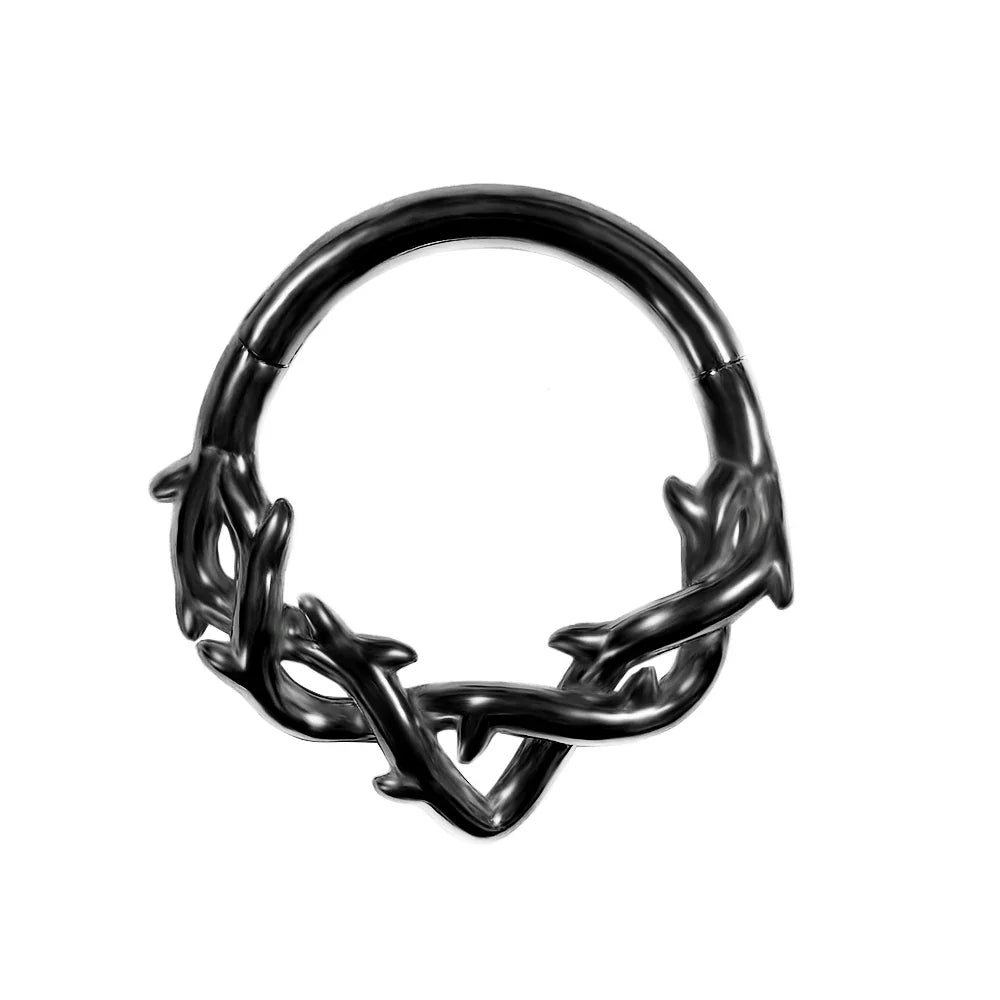 16G Vine Septum Nose Ring Piercing Hinged Clicker 316L Stainless Steel Daith Clicker Helix Cartilage Earring Chain BodyJewelry