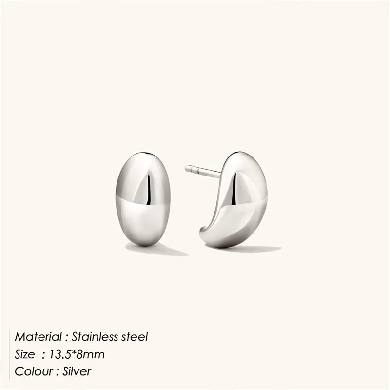 SUNIBI Stainless Steel Stud Earring for Women Gold Color Silver Color Simple Earrings Wives Smooth Thick Hoop Fashion Jewelry