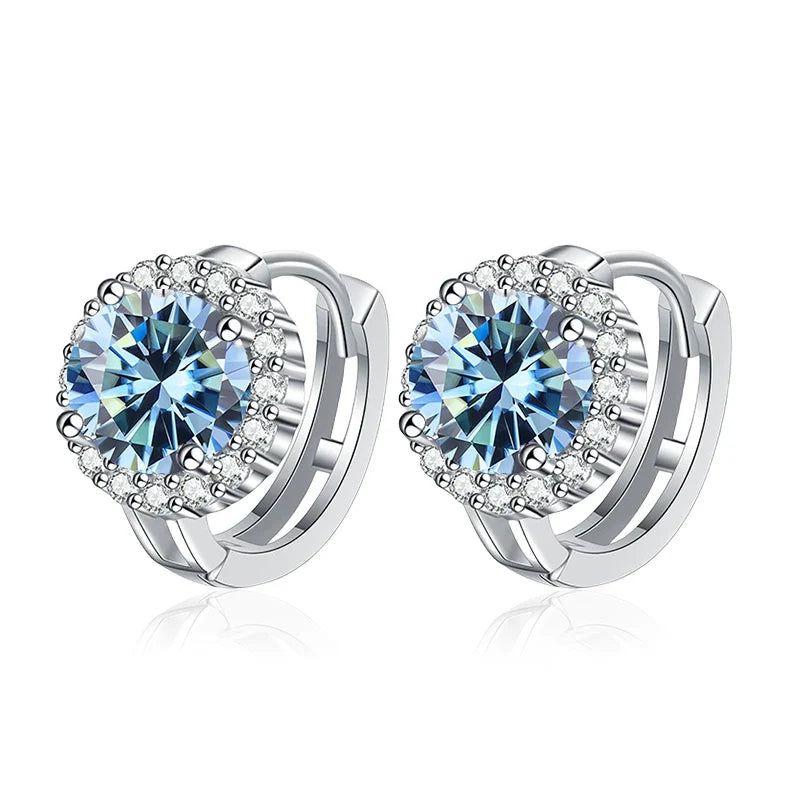 NeeTim 0.5ct 1ct Pink Moissanite Earrings Women S925 Silver Black Blue Green Grey Rainbow Lab Diamond Wedding Studs Earring