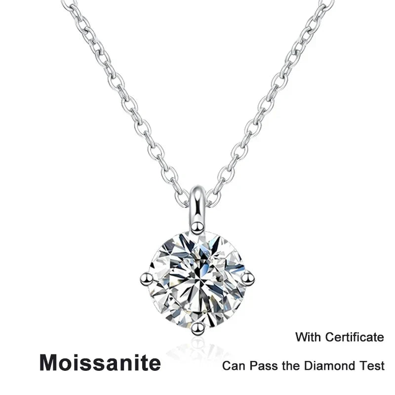 NeeTim 1ct 2ct 3ct D VVS1 Moissanite Necklace for Women Sterling Silver 925 with White Gold Plated Lab Diamond Sparkling Pendant