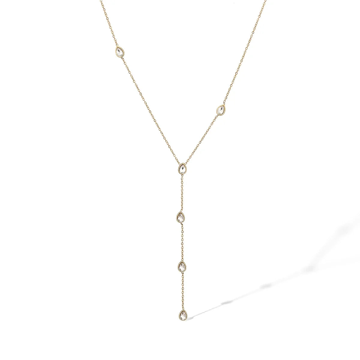 NEWBUY Fashion Gold Color Stainless Steel Choker Necklaces For Women Delicate White/Green/Red CZ Zircon Inlay Jewelry
